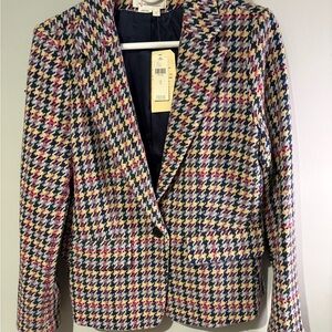 Anthropologie Colorful Houndstooth Blazer